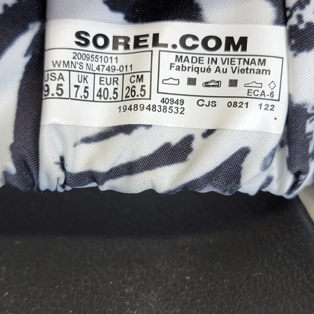 Sorel Women's Roaming Two Strap Slide Sandals Black White Size 9.5